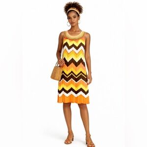 Antonio Melani Clarissa Chevron Knit Sweater Dress 70s Mod Retro Stripe~XS💛